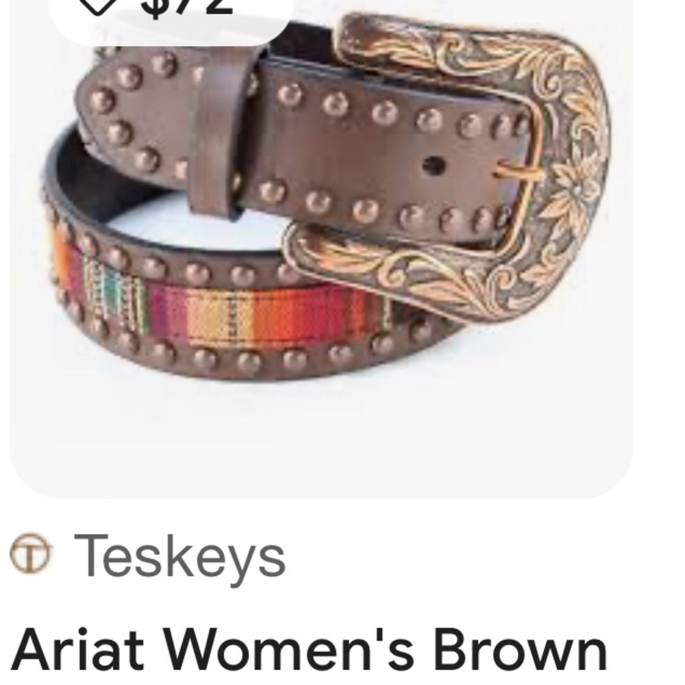 Ariat Brand Western Cowgirl Belt with buckle. Size Small.